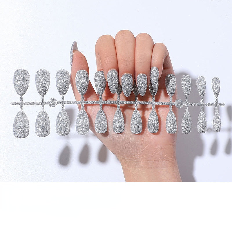 Wholesale Plastic Green Onion Powder Nail Nail Patch 24 Pieces of Glitter Powder